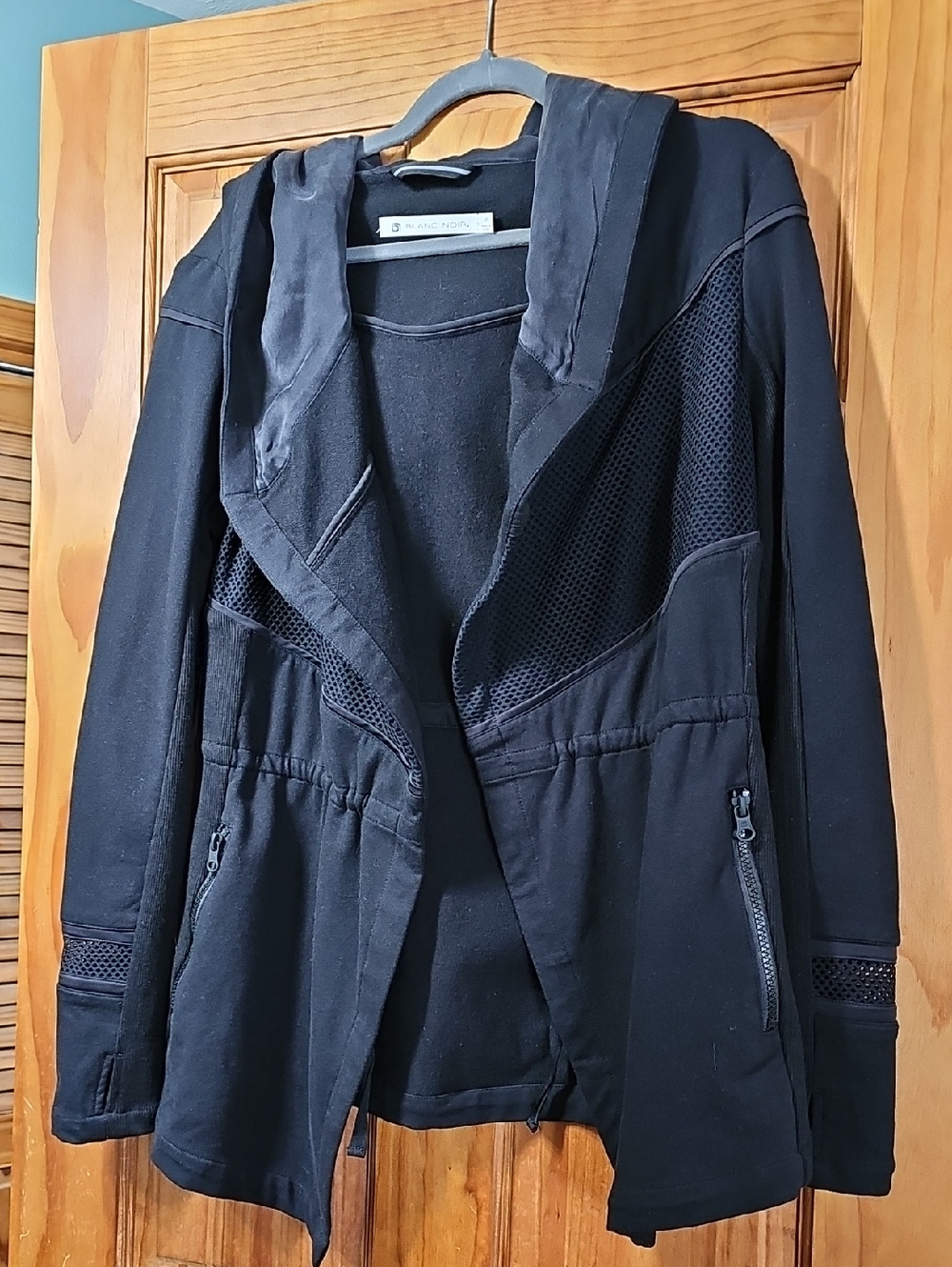 Womens, Blanc Noir, Hooded Jacket, Black, Size Medium